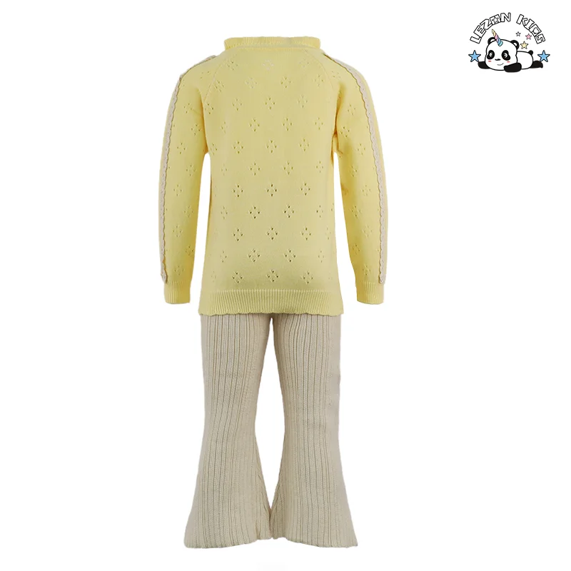 LEZONKIDS - Middle East Children's Clothing New Stylish Bunny Knitted Women's Two-piece Suit Double-breasted Sweater Girl Set